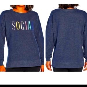 NWOT Wildfox Social Rainbow Embroidered Crewneck Sweatshirt Women's Small